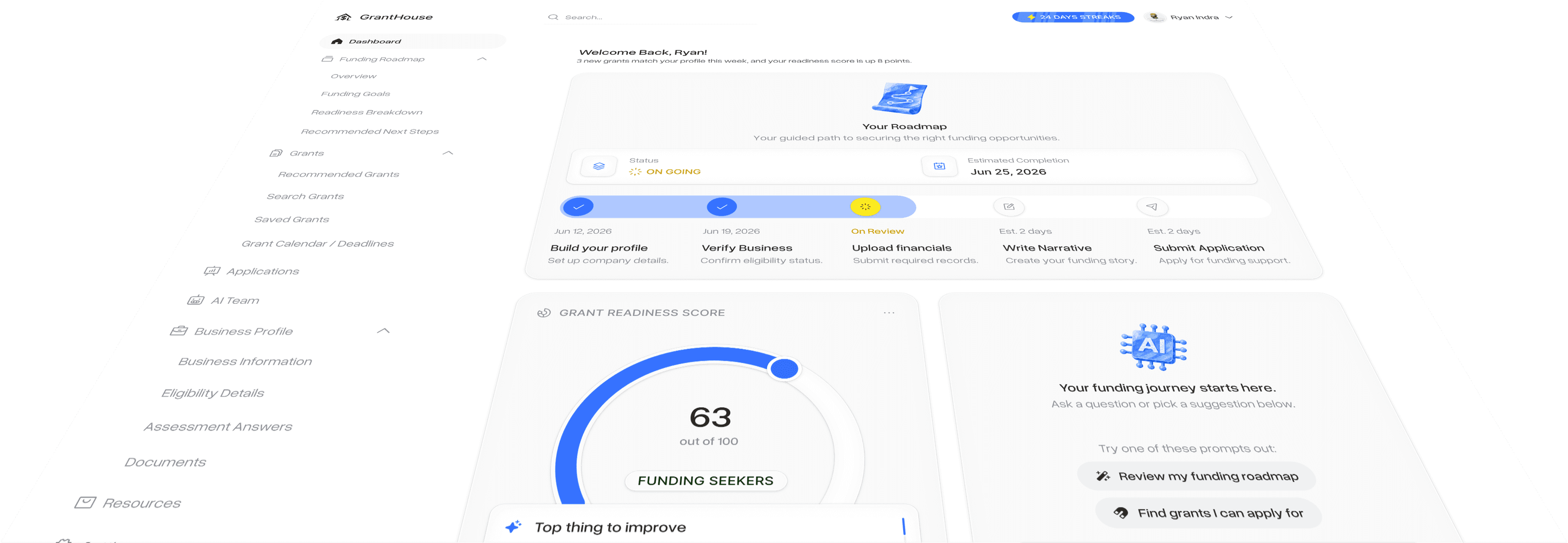 GrantHouse dashboard