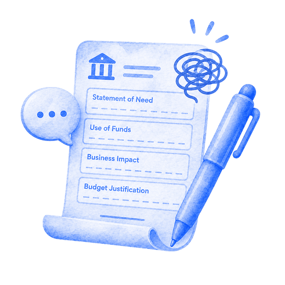 Grant application form with a pen